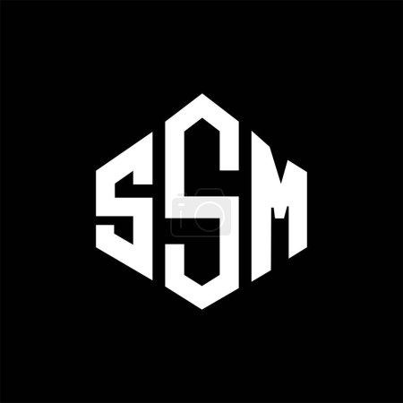 Ilustración de SSM letter logo design with polygon shape. SSM polygon and cube shape logo design. SSM hexagon vector logo template white and black colors. SSM monogram, business and real estate logo. - Imagen libre de derechos