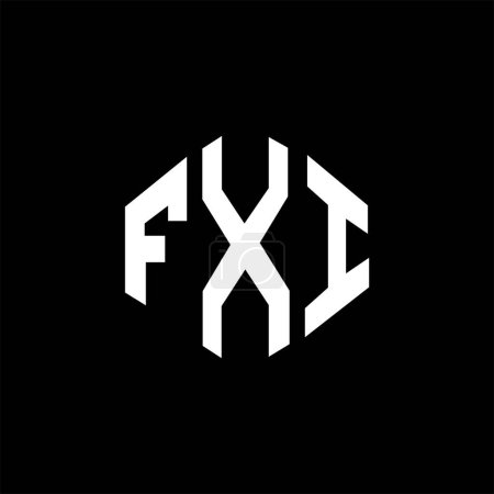 Illustration for FXI letter logo design with polygon shape. FXI polygon and cube shape logo design. FXI hexagon vector logo template white and black colors. FXI monogram, business and real estate logo. - Royalty Free Image