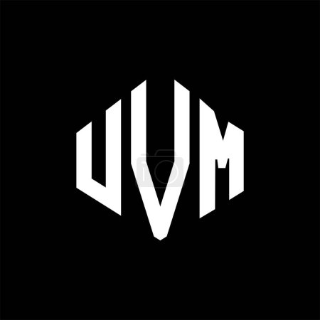 Illustration for UVM letter logo design with polygon shape. UVM polygon and cube shape logo design. UVM hexagon vector logo template white and black colors. UVM monogram, business and real estate logo. - Royalty Free Image