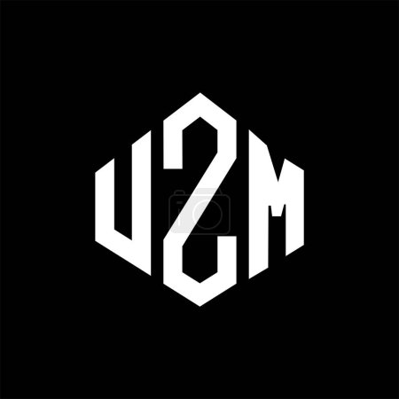 Téléchargez les illustrations : UZM lettre logo design avec forme de polygone. Polygone UZM et logo en forme de cube. Modèle de logo vectoriel UZM hexagone blanc et noir. Monogramme UZM, logo commercial et immobilier. - en licence libre de droit