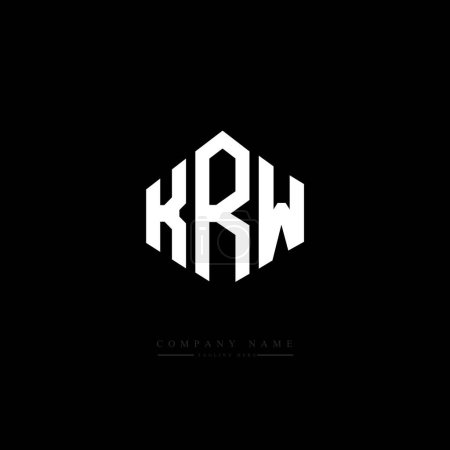 Illustration for KRW letter logo design with polygon shape. KRW polygon and cube shape logo design. KRW hexagon vector logo template white and black colors. KRW monogram, business and real estate logo. - Royalty Free Image