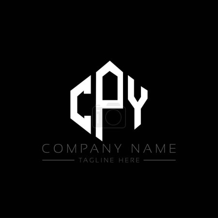 Illustration for CPY letter logo design with polygon shape. CPY polygon and cube shape logo design. CPY hexagon vector logo template white and black colors. CPY monogram, business and real estate logo. - Royalty Free Image