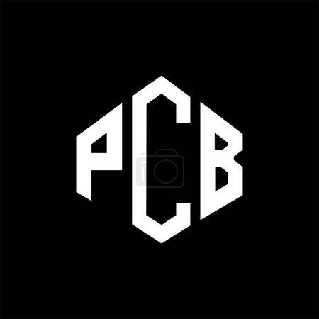 Illustration for PCB letter logo design with polygon shape. PCB polygon and cube shape logo design. PCB hexagon vector logo template white and black colors. PCB monogram, business and real estate logo. - Royalty Free Image