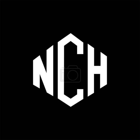 Téléchargez les illustrations : NCH letter logo design with polygon shape. NCH polygon and cube shape logo design. NCH hexagon vector logo template white and black colors. NCH monogram, business and real estate logo. - en licence libre de droit