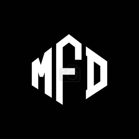 Illustration for MFD letter logo design with polygon shape. MFD polygon and cube shape logo design. MFD hexagon vector logo template white and black colors. MFD monogram, business and real estate logo. - Royalty Free Image
