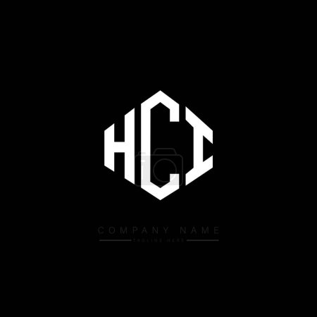 Ilustración de HCI letter logo design with polygon shape. HCI polygon and cube shape logo design. HCI hexagon vector logo template white and black colors. HCI monogram, business and real estate logo. - Imagen libre de derechos