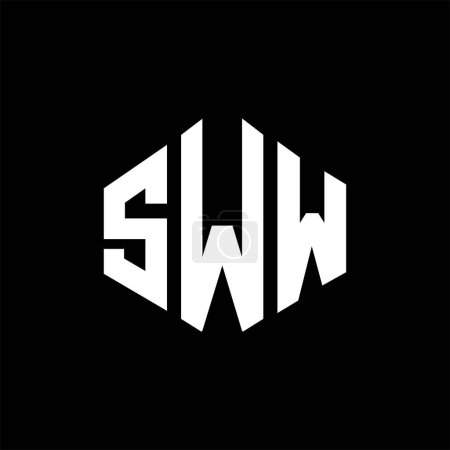 Illustration for SWW letter logo design with polygon shape. SWW polygon and cube shape logo design. SWW hexagon vector logo template white and black colors. SWW monogram, business and real estate logo. - Royalty Free Image