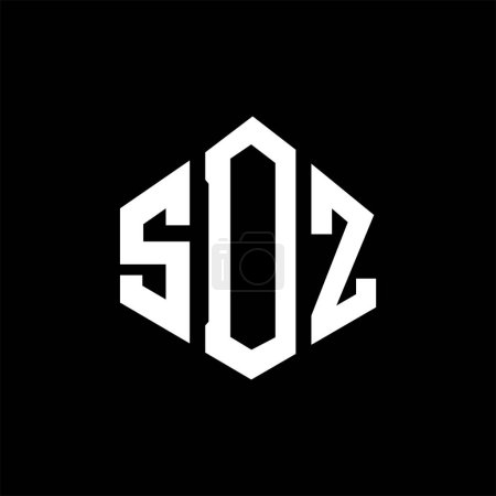 Illustration for SDZ letter logo design with polygon shape. SDZ polygon and cube shape logo design. SDZ hexagon vector logo template white and black colors. SDZ monogram, business and real estate logo. - Royalty Free Image