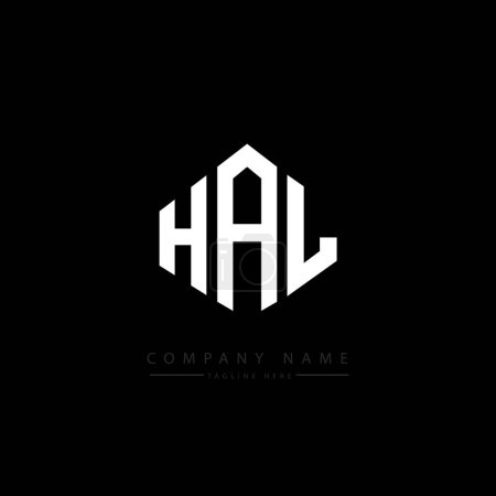 Ilustración de Diseño del logotipo de la letra HAL con forma de polígono. Diseño del logotipo en forma de polígono y cubo HAL. Plantilla HAL hexágono vector logo blanco y negro colores. Monograma HAL, logotipo de negocios e inmuebles. - Imagen libre de derechos