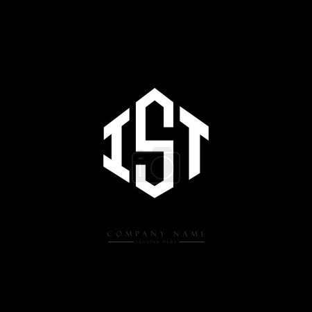 Illustration for IST letter logo design with polygon shape. IST polygon and cube shape logo design. IST hexagon vector logo template white and black colors. IST monogram, business and real estate logo. - Royalty Free Image