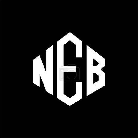Illustration for NEB letter logo design with polygon shape. NEB polygon and cube shape logo design. NEB hexagon vector logo template white and black colors. NEB monogram, business and real estate logo. - Royalty Free Image