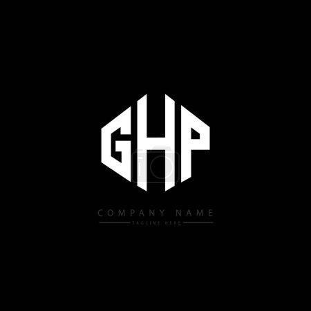 Illustration for GHP letter logo design with polygon shape. GHP polygon and cube shape logo design. GHP hexagon vector logo template white and black colors. GHP monogram, business and real estate logo. - Royalty Free Image