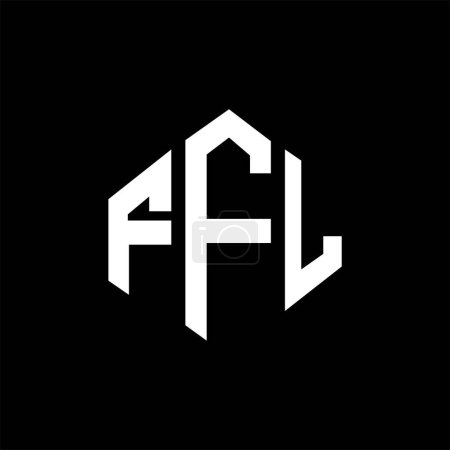 Illustration for FFL letter logo design with polygon shape. FFL polygon and cube shape logo design. FFL hexagon vector logo template white and black colors. FFL monogram, business and real estate logo. - Royalty Free Image