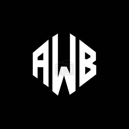 Illustration for AWB letter logo design with polygon shape. AWB polygon and cube shape logo design. AWB hexagon vector logo template white and black colors. AWB monogram, business and real estate logo. - Royalty Free Image
