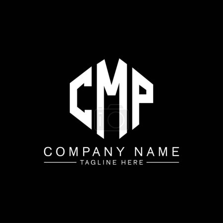 Illustration for CMP letter logo design with polygon shape. CMP polygon and cube shape logo design. CMP hexagon vector logo template white and black colors. CMP monogram, business and real estate logo. - Royalty Free Image