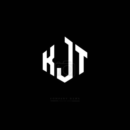 Illustration for KJT letter logo design with polygon shape. KJT polygon and cube shape logo design. KJT hexagon vector logo template white and black colors. KJT monogram, business and real estate logo. - Royalty Free Image