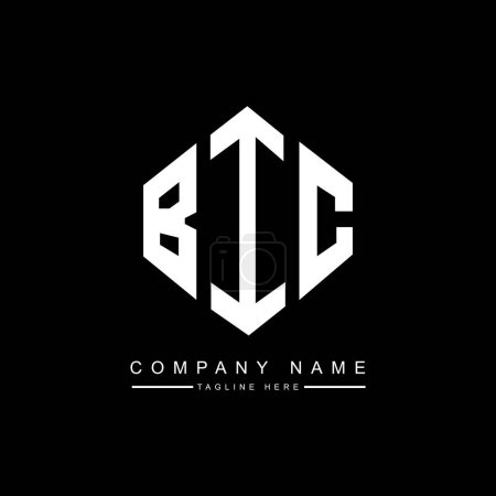 Illustration for BIC letter logo design with polygon shape. BIC polygon and cube shape logo design. BIC hexagon vector logo template white and black colors. BIC monogram, business and real estate logo. - Royalty Free Image