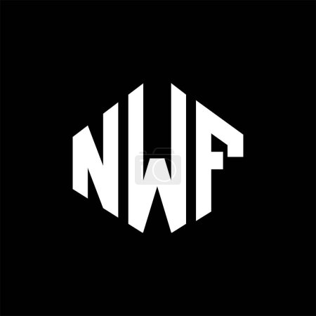 Téléchargez les illustrations : NWF letter logo design with polygon shape. NWF polygon and cube shape logo design. NWF hexagon vector logo template white and black colors. NWF monogram, business and real estate logo. - en licence libre de droit