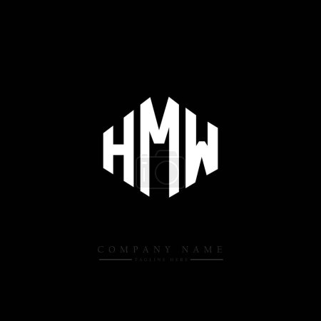 Illustration for HMW letter logo design with polygon shape. HMW polygon and cube shape logo design. HMW hexagon vector logo template white and black colors. HMW monogram, business and real estate logo. - Royalty Free Image