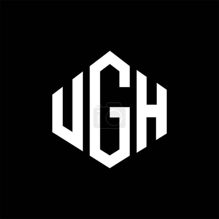 Illustration for UGH letter logo design with polygon shape. UGH polygon and cube shape logo design. UGH hexagon vector logo template white and black colors. UGH monogram, business and real estate logo. - Royalty Free Image