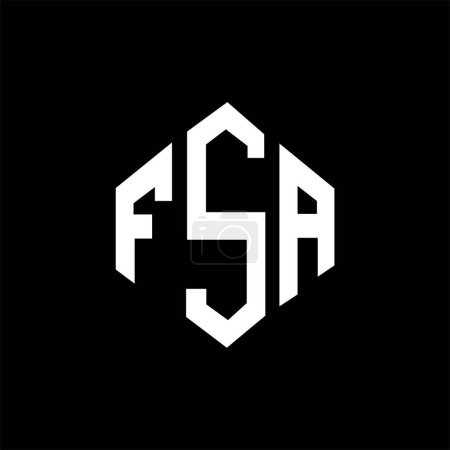 Illustration for FSA letter logo design with polygon shape. FSA polygon and cube shape logo design. FSA hexagon vector logo template white and black colors. FSA monogram, business and real estate logo. - Royalty Free Image
