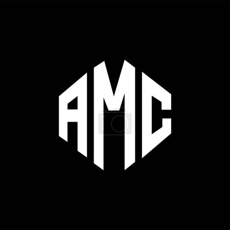 Ilustración de AMC letter logo design with polygon shape. AMC polygon and cube shape logo design. AMC hexagon vector logo template white and black colors. AMC monogram, business and real estate logo. - Imagen libre de derechos