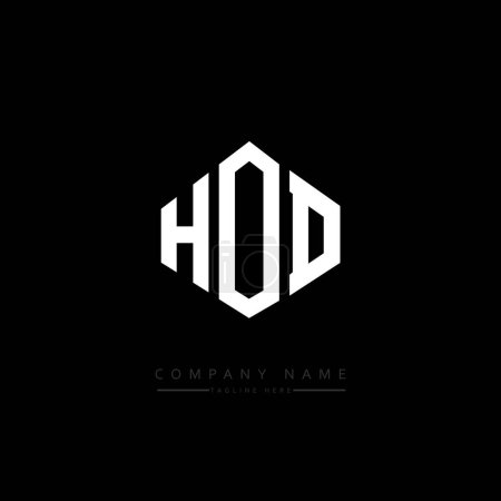 Illustration for HOD letter logo design with polygon shape. HOD polygon and cube shape logo design. HOD hexagon vector logo template white and black colors. HOD monogram, business and real estate logo. - Royalty Free Image