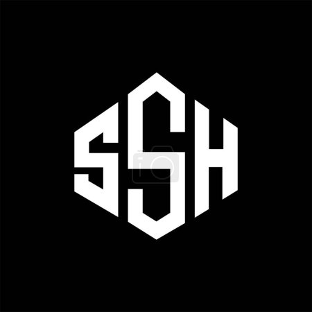 Illustration for SSH letter logo design with polygon shape. SSH polygon and cube shape logo design. SSH hexagon vector logo template white and black colors. SSH monogram, business and real estate logo. - Royalty Free Image