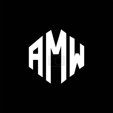 Ilustración de Diseño del logotipo de la letra AMW con forma de polígono. Diseño de logotipo en forma de polígono y cubo AMW. Plantilla AMW hexágono vector logo blanco y negro colores. Monograma AMW, logotipo de negocios e inmuebles. - Imagen libre de derechos