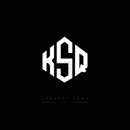 Illustration for KSQ letter logo design with polygon shape. KSQ polygon and cube shape logo design. KSQ hexagon vector logo template white and black colors. KSQ monogram, business and real estate logo. - Royalty Free Image