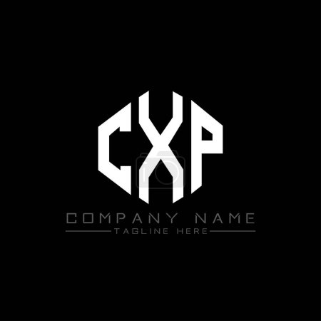 Illustration for CXP letter logo design with polygon shape. CXP polygon and cube shape logo design. CXP hexagon vector logo template white and black colors. CXP monogram, business and real estate logo. - Royalty Free Image