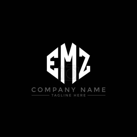 Illustration for EMZ letter logo design with polygon shape. EMZ polygon and cube shape logo design. EMZ hexagon vector logo template white and black colors. EMZ monogram, business and real estate logo. - Royalty Free Image