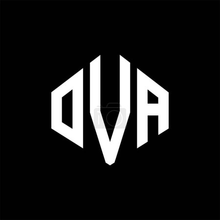 Ilustración de OVA letter logo design with polygon shape. OVA polygon and cube shape logo design. OVA hexagon vector logo template white and black colors. OVA monogram, business and real estate logo. - Imagen libre de derechos