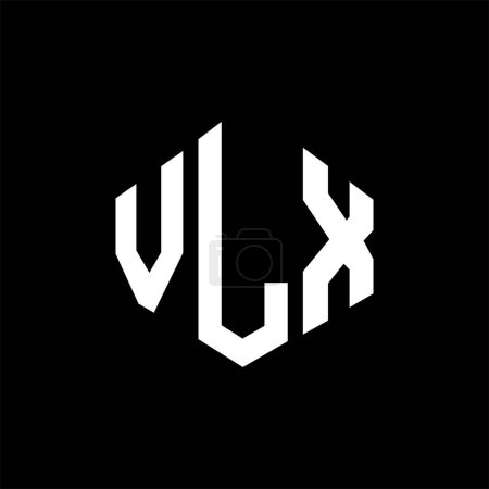 Illustration for VLX letter logo design with polygon shape. VLX polygon and cube shape logo design. VLX hexagon vector logo template white and black colors. VLX monogram, business and real estate logo. - Royalty Free Image