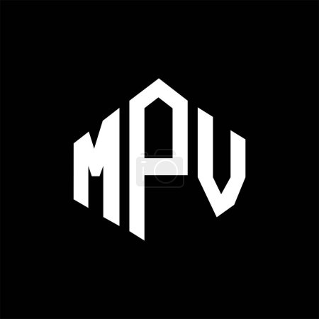 Ilustración de Diseño del logotipo de la letra MPV con forma de polígono. Diseño de logotipo en forma de polígono y cubo MPV. Plantilla de logotipo de vector de hexágono MPV colores blanco y negro. Monograma MPV, logotipo de negocios y bienes raíces. - Imagen libre de derechos