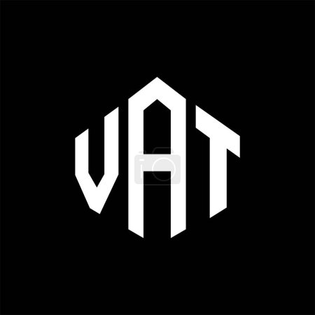 Ilustración de VAT letter logo design with polygon shape. VAT polygon and cube shape logo design. VAT hexagon vector logo template white and black colors. VAT monogram, business and real estate logo. - Imagen libre de derechos