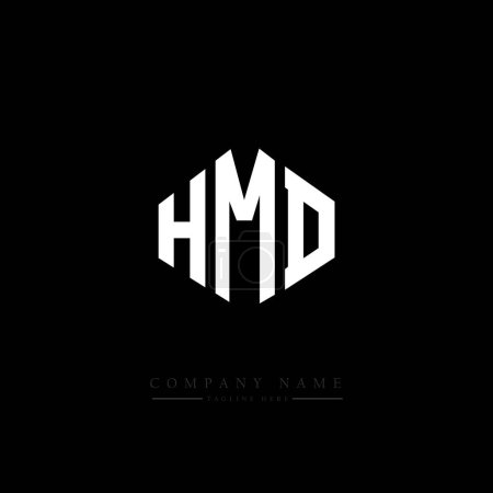 Illustration for HMD letter logo design with polygon shape. HMD polygon and cube shape logo design. HMD hexagon vector logo template white and black colors. HMD monogram, business and real estate logo. - Royalty Free Image