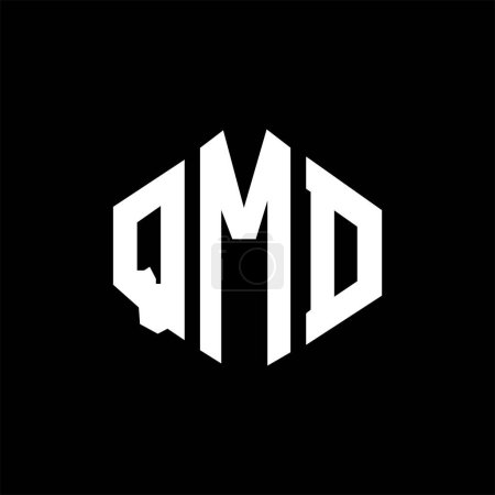 Illustration for QMD letter logo design with polygon shape. QMD polygon and cube shape logo design. QMD hexagon vector logo template white and black colors. QMD monogram, business and real estate logo. - Royalty Free Image