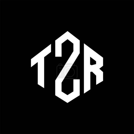 Ilustración de TZR letter logo design with polygon shape. TZR polygon and cube shape logo design. TZR hexagon vector logo template white and black colors. TZR monogram, business and real estate logo. - Imagen libre de derechos
