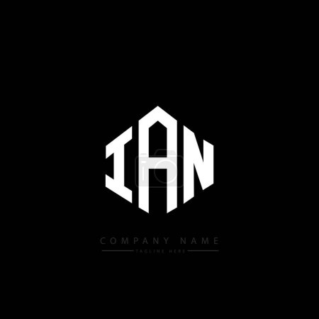 Illustration for IAN letter logo design with polygon shape. IAN polygon and cube shape logo design. IAN hexagon vector logo template white and black colors. IAN monogram, business and real estate logo. - Royalty Free Image