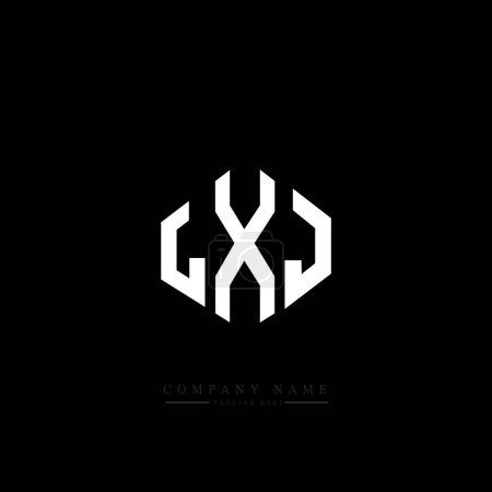 Illustration for LXJ letter logo design with polygon shape. LXJ polygon and cube shape logo design. LXJ hexagon vector logo template white and black colors. LXJ monogram, business and real estate logo. - Royalty Free Image