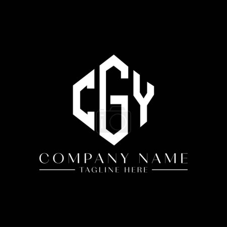 Illustration for CGY letter logo design with polygon shape. CGY polygon and cube shape logo design. CGY hexagon vector logo template white and black colors. CGY monogram, business and real estate logo. - Royalty Free Image