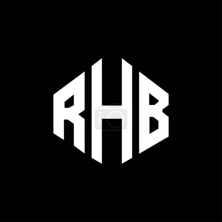 Ilustración de Diseño del logotipo de la letra RHB con forma de polígono. Diseño de logotipo en forma de polígono y cubo RHB. Plantilla de logotipo de vector hexágono RHB colores blanco y negro. Monograma RHB, logotipo de negocios e inmuebles. - Imagen libre de derechos
