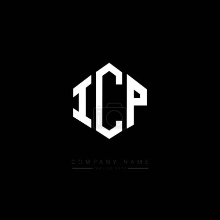 Illustration for ICP letter logo design with polygon shape. ICP polygon and cube shape logo design. ICP hexagon vector logo template white and black colors. ICP monogram, business and real estate logo. - Royalty Free Image