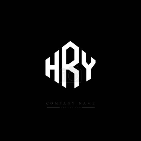 Illustration for HRY letter logo design with polygon shape. HRY polygon and cube shape logo design. HRY hexagon vector logo template white and black colors. HRY monogram, business and real estate logo. - Royalty Free Image