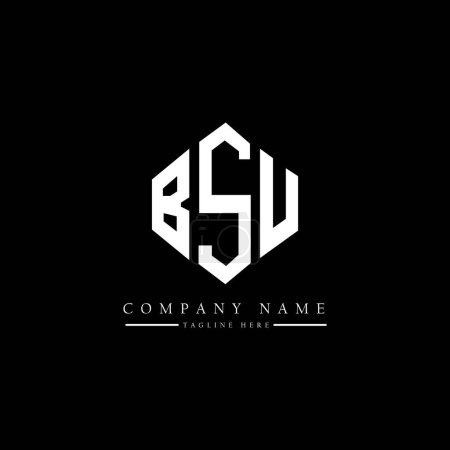 Illustration for BSU letter logo design with polygon shape. BSU polygon and cube shape logo design. BSU hexagon vector logo template white and black colors. BSU monogram, business and real estate logo. - Royalty Free Image