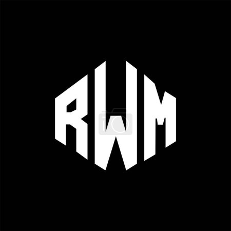 Illustration for RWM letter logo design with polygon shape. RWM polygon and cube shape logo design. RWM hexagon vector logo template white and black colors. RWM monogram, business and real estate logo. - Royalty Free Image