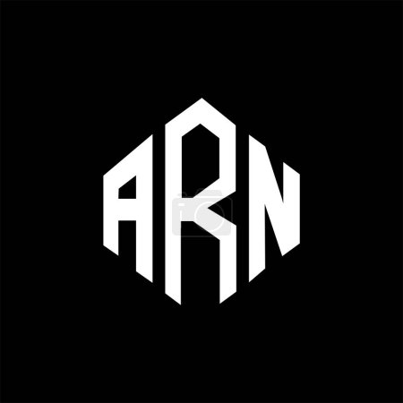 Illustration for ARN letter logo design with polygon shape. ARN polygon and cube shape logo design. ARN hexagon vector logo template white and black colors. ARN monogram, business and real estate logo. - Royalty Free Image