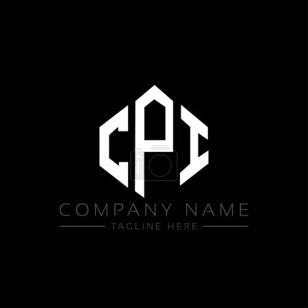 Illustration for CPI letter logo design with polygon shape. CPI polygon and cube shape logo design. CPI hexagon vector logo template white and black colors. CPI monogram, business and real estate logo. - Royalty Free Image
