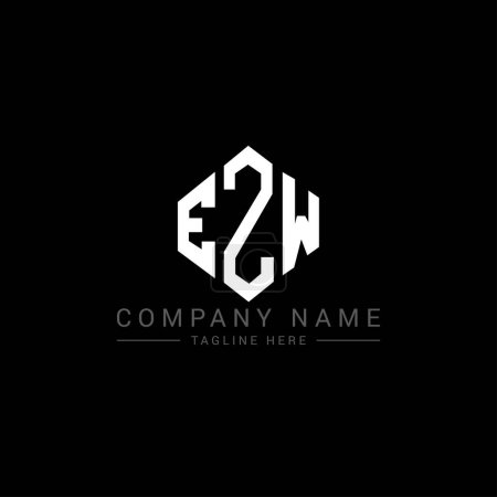 Illustration for EZW letter logo design with polygon shape. EZW polygon and cube shape logo design. EZW hexagon vector logo template white and black colors. EZW monogram, business and real estate logo. - Royalty Free Image
